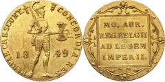 World coins and medals Netherlands, William III, Ducat 1849, Utrecht Niderlandy, Wilhelm III, dukat 1849, Utrecht Gold 3,47 g. Złoto 3,47 g. Netherlands Grade: VF+ Diameter: 21.00 mm Literature: Fried