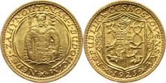 Czechoslovakia Czechoslovakia, Ducat 1923 Czechosłowacja, dukat 1923 Gold 3,49 g. Złoto 3,49 g. Grade: AU Reference: Friedberg 2Czechoslovakia
