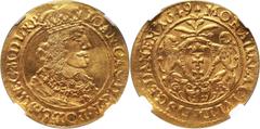Jan II Kazimierz Poland, Jan II Kazimierz, Ducat 1649, Danzig Jan II Kazimierz, dukat 1649, Gdańsk Gold 3,50 g. Beautiful coin. Top graded example by NGC.Złoto 3,50 g. Wybity na krążku o dużej średnic