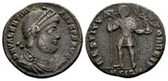 Roman Imperial Valentinian I. Sirmium, 364-367 AD. AE follis, 2.75 g. RIC 6b. R. Very fine. Acquired from CoinCorner in 1977.