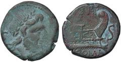 Roman Republic coins ROMANE REPUBBLICANE - CURIATIA - C. Curiatius f. Trigeminus (142 a.C.) - Semisse Cr. 240/2a; Syd. 460 (AE g. 5,86) qBB