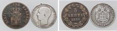 Foreign coins ESTERE - GRECIA - Otto (1832-1862) - 5 Lepta 1848 Kr. 28 CU Assieme a dracma 1873 - Lotto di 2 monete med. MB Assieme a dracma 1873 - Lotto di 2 monete