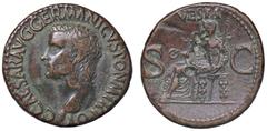 Roman Empire coins ROMANE IMPERIALI - Caligola (37-41) - Asse C. 27; RIC 38 (AE g. 11,51) Mancanza la R/ qBB/MB+ Mancanza la R/