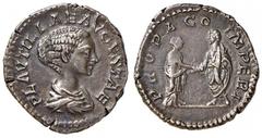 Roman Empire coins ROMANE IMPERIALI - Plautilla (moglie di Caracalla) - Denario - Busto a d. /R Caracalla e Plautilla affrontati si danno la mano C. 21; RIC 362 (AG g. 3,13) qSPL