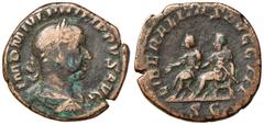 Roman Empire coins ROMANE IMPERIALI - Filippo II (247-249) - Sesterzio - Busto laureato a d. /R Filippo padre e figlio seduti a s. su sedia curule C. 18 (AE g. 18,09) qBB