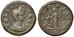 Roman Empire coins ROMANE IMPERIALI - Severina (moglie di Aureliano) - Asse - Busto drappeggiato e diademato a d. /R Giunone stante a s. con patera e scettro; ai suoi piedi un pavone C. 9; RIC 316/7 (