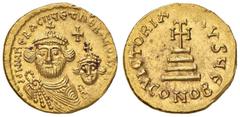 Byzantine coins BIZANTINE - Eraclio e Eraclio Costantino (613-638) - Solido - I busti coronati di fronte /R Croce su tre gradini Ratto 1364/1365; Sear 738 (AU g. 4,36) Splendido ritratto di Eraclio SP