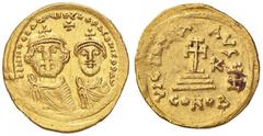 Byzantine coins BIZANTINE - Eraclio e Eraclio Costantino (613-638) - Solido globulare - I busti coronati di fronte /R Croce su un gradino, nel campo a d. K Sear 751 var. R (AU g. 4,46) SPL