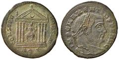 Roman Empire coins ROMANE IMPERIALI - Massenzio (306-312) - Follis (Aquileia) - Busto laureato a d. /R Roma di fronte seduta entro tempio esastilo; nel timpano un crescente RIC 121 (MI g. 6,4) SPL
