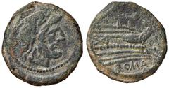 Roman Republic coins ROMANE REPUBBLICANE - ANONIME - Monete con simboli o monogrammi (211-170 a.C.) - Semisse - Testa di Ercole a d. /R Prua di nave a d.; sopra, asino a d. Cr. 195/2 (AE g. 11,34) BB