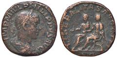Roman Empire coins ROMANE IMPERIALI - Filippo II (247-249) - Sesterzio - Busto laureato a d. /R Filippo padre e figlio seduti a s. su sedia curule C. 18 (AE g. 21,37) qBB