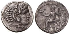 GRECHE - RE DI MACEDONIA - Alessandro III (336-323 a.C.) - Dracma - Testa di Eracle a d. /R Zeus seduto a s. Sear 6731 var. (AG g. 4,35) Grading SPL