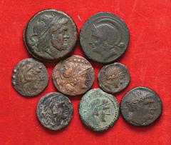 LOTTI - Repubblicane Semisse, triente (2), quadrante, quartuncia (2), oncia, semuncia Lotto di 8 monete Grading MB÷qBB