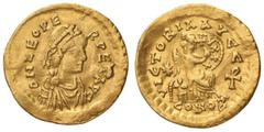 Roman Empire coins ROMANE IMPERIALI - Leone I (457-473) - Semisse - Busto diademato a d. /R La Vittoria seduta a d. scrive su uno scudo Ratto 254 (AU g. 2,22) BB