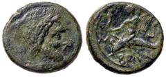 Greek coins GRECHE - CALABRIA - Brindisi - Semisse - Testa laureata di Poseidone a d.; dietro, un tridente e la Nike che lo incorona /R Taras su delfino a s. con la lira e la Nike; dietro, lettera S M