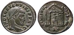 Roman Empire coins ROMANE IMPERIALI - Massenzio (306-312) - Follis - Testa laureata a d. /R Roma di fronte seduta entro tempio esastilo C. 21 (MI g. 6,57) qSPL/SPL.