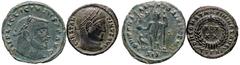 Roman Empire coins ROMANE IMPERIALI - Licinio I (308-324) - Follis (Siscia) - Testa laureata a d. /R Giove stante a s. con Vittoria e scettro; ai suoi piedi un'aquila con corona nel becco MI Assieme a