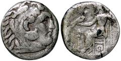 GRECHE - RE DI MACEDONIA - Alessandro III (336-323 a.C.) - Dracma - Testa di Eracle a d. /R Zeus seduto a s. con aquila e scettro Sear 6730 (AG g. 4,1) qBB.