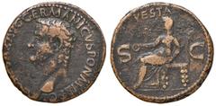 ROMANE IMPERIALI - Caligola (37-41) - Asse - Testa a s. /R Vesta seduta a s. con patera e scettro C. 27; RIC 38 (AE g. 10,08) qBB.