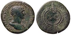 ROMANE IMPERIALI - Traiano (98-117) - Semisse - Busto radiato a d. /R SC entro corona C. 122 (AE g. 8,26) BB.