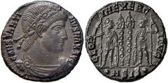 Roman Empire coins ROMANE IMPERIALI - Costantino I (306-337) - Follis ridotto (Siscia) - Busto diademato e drappeggiato a d. /R Due legionari affrontati con lancia e scudo, tra di loro, due stendardi 