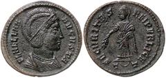 Roman Empire coins ROMANE IMPERIALI - Elena (madre di Costantino I) - AE 3 (Ticinum) - Busto diademato e drappeggiato a d. /R La Sicurezza stante a s. con un ramo nella d. e alza il vestito con la s. 