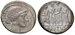 Roman Republic coins ROMANE REPUBBLICANE - JUNIA - L. Junius Brutus (54 a.C.) - Denario - Testa della Libertà a d. /R Il console L. Junius Brutus tra un araldo e due littori B. 31; Cr. 433/1 (AG g. 4,