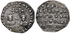 Byzantine coins BIZANTINE - Basilio II e Costantino VIII (975-1025) - Miliarense - Busti di Basilio e Costantino di fronte con lunga croce /R Scritta Ratto 1950; Sear 1810 (AG g. 1,94) bel BB.