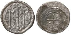 Foreign coins ESTERE - UNGHERIA - Stefano II (1116-1131) - Denaro - Croce Templare con quattro coni negli angoli, cunei e crocette /R Croce con cunei nel cerchio al centro (AG g. 0,35) BB-SPL.