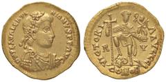 Roman Empire coins ROMANE IMPERIALI - Valentiniano III (425-455) - Solido (Ravenna) - Busto diademato e corazzato a d. /R L'Imperatore stante di fronte con lunga croce e globo sormontato da Vittoria p