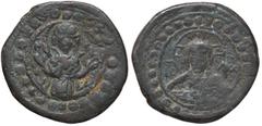 Byzantine coins BIZANTINE - Costantino IX (1042-1055) - Follis (attribuito) - Cristo nimbato in trono di fronte /R Busto nimbato della vergine Ratto 1991 (AE g. 6,46) BB.