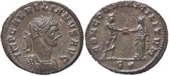 Roman Empire coins ROMANE IMPERIALI - Aureliano (270-275) - Antoniniano - Busto radiato e corazzato a d. /R Aureliano e Severina affrontati si danno la mano, in esergo S * C. 60 (MI g. 3,5) SPL+.