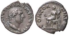 Roman Empire coins ROMANE IMPERIALI - Vitellio (69) - Denario - Testa laureata a d. /R La Concordia seduta a s. con patera e cornucopia (AG g. 3,05) qSPL.