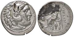 Greek coins GRECHE - RE DI MACEDONIA - Alessandro III (336-323 a.C.) - Dracma - Testa di Eracle a d. /R Zeus seduto a s.; davanti, una testa di leone frontale, sotto il trono un chicco d'orzo Price 27