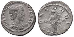 Roman Empire coins ROMANE IMPERIALI - Aquilia Severa (seconda moglie di Elagabalo) - Denario - Busto drappeggiato a d. /R La Concordia stante a s. con patera e doppia cornucopia, sacrificante presso u