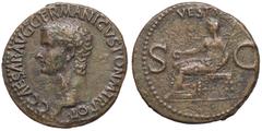 Roman Empire coins ROMANE IMPERIALI - Caligola (37-41) - Asse - Testa a s. /R Vesta seduta a s. con patera e scettro C. 27; RIC 38 (AE g. 10,33) BB+.