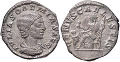 Roman Empire coins ROMANE IMPERIALI - Giulia Soemia (madre di Elagabalo) - Denario - Busto a d. /R Venere seduta a s. con una mela e uno scettro, ai suoi piedi un bambino C. 14; RIC 243 (AG g. 2,22) B