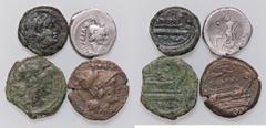 Lots LOTTI - Repubblicane Denario, semisse, quadrante, triente Lotto di 4 monete Lotto di 4 monete med. MB.