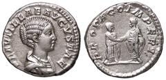 Roman Empire coins ROMANE IMPERIALI - Plautilla (moglie di Caracalla) - Denario - Busto a d. /R Caracalla e Plautilla affrontati si danno la mano C. 21; RIC 362 (AG g. 3,21) qSPL/BB+.