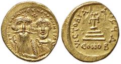 Byzantine coins BIZANTINE - Eraclio e Eraclio Costantino (613-638) - Solido - I busti coronati di fronte /R Croce su tre gradini Ratto 1369/1370; Sear 749 (AU g. 4,47) BB-SPL.