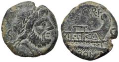 Roman Republic coins ROMANE REPUBBLICANE - CURIATIA - C. Curiatius f. Trigeminus (142 a.C.) - Semisse Cr. 240/2a; Syd. 460 (AE g. 7,6) BB+