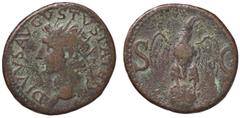 Roman Empire coins ROMANE IMPERIALI - Augusto (27 a.C.-14 d.C.) - Dupondio (Restituzione di Domiziano) - Testa radiata a s. /R Aquila su globo a s. retrospiciente C. 562 (AE g. 10,69) qBB/BB