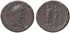 Roman Empire coins ROMANE IMPERIALI - Domiziano (81-96) - Sesterzio - Testa laureata a d. /R Domiziano in abiti militari stante a s. con lancia e fulmine incoronato dalla Vittoria che tiene una palma 