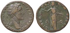 Roman Empire coins ROMANE IMPERIALI - Antonino Pio (138-161) - Dupondio - Testa radiata a d. /R La Liberalità stante a s. con berretto C. 539; RIC 920 (AE g. 13,8) BB+