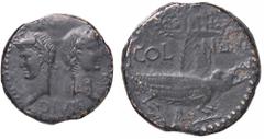 Roman provincial coins ROMANE PROVINCIALI - Agrippa e Augusto - Dupondio (Nimes) C. 7 (AE g. 12,98)D/ IMP DIVI F BB D/ IMP DIVI F -