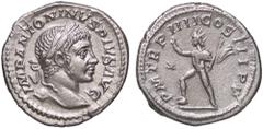 Roman Empire coins ROMANE IMPERIALI - Elagabalo (218-222) - Denario C. 182; RIC 38 (AG g. 3,87) qSPL