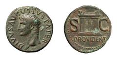 Augusto (27 a.C.-14 d.C.) - Asse postumo databile al periodo 22/23-30 d.C. durante il regno di Tiberio Zecca: Roma - Fronte: testa radiata dell'Imperatore a sinistra - Retro: altare con porta a doppio
