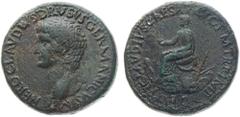 Monete Romane Imperiali Claudio (41-54 d.C.) Sesterzio al nome e con l'effigie di Nerone Druso, padre dell'Imperatore, databile al periodo 50-54 d.C. - Zecca: Roma - Diritto: testa di Nerone Druso a s