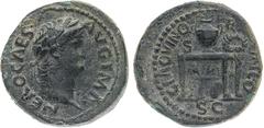 Monete Romane Imperiali Nerone (54-68 d.C.) Semisse databile al 64 d.C. - Zecca: Roma - Diritto: testa laureata dell'Imperatore a destra - Rovescio: tavolo con sopra un'urna e una corona di alloro - g