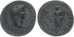 Monete Romane Imperiali Nerone (54-68 d.C.) Dupondio databile al 66 d.C. - Zecca: Lugdunum - Diritto: testa laureata dell'Imperatore a destra - Rovescio: il Genio stante a sinistra tiene una patera co